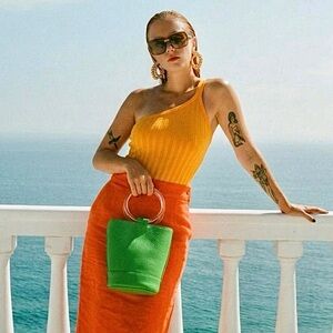 Simon Miller Medium Bonsai Leather Bucket Bag in Lime Green